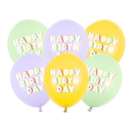 Lote de 6 globos - ¡Feliz cumpleaños!