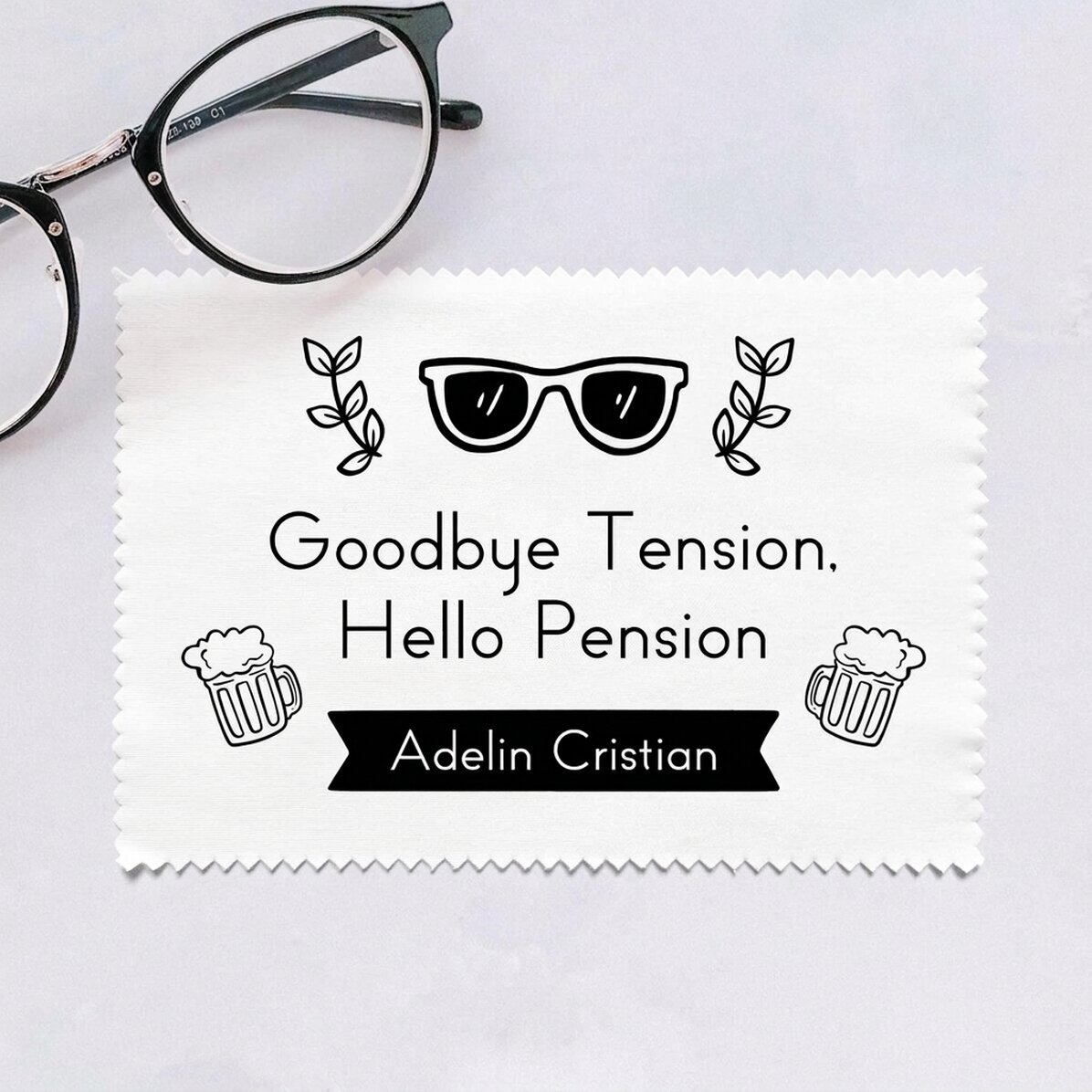 Paño personalizado para limpiar pantallas y gafas - Jubilado