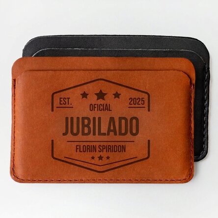Cartera de piel personalizada con mensaje - Jubilado