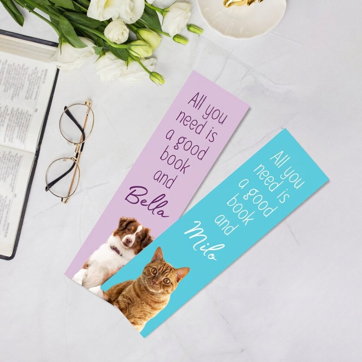 Marcapáginas personalizado con texto y foto - Animalut