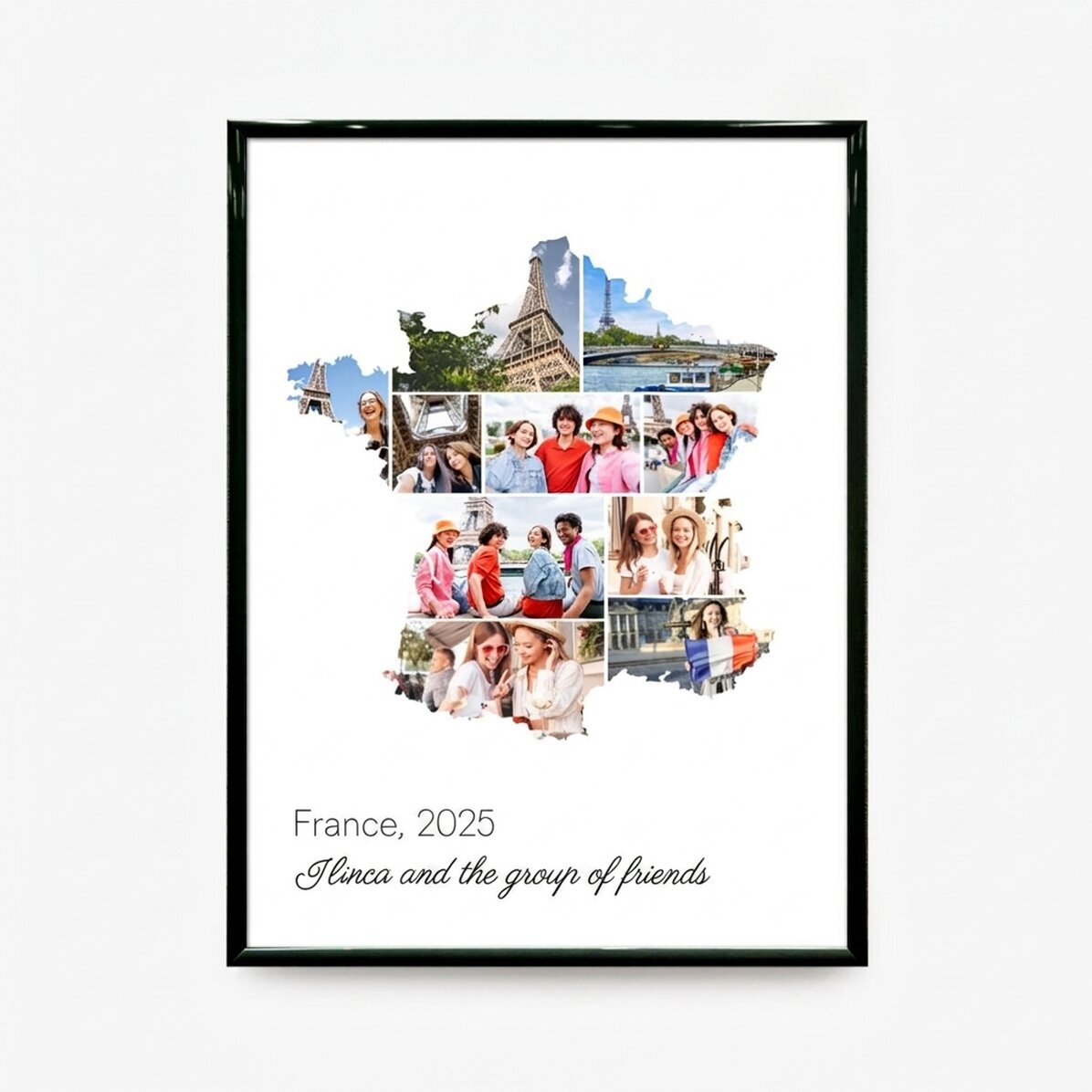Cuadro personalizado con 10 fotos y texto - Francia
