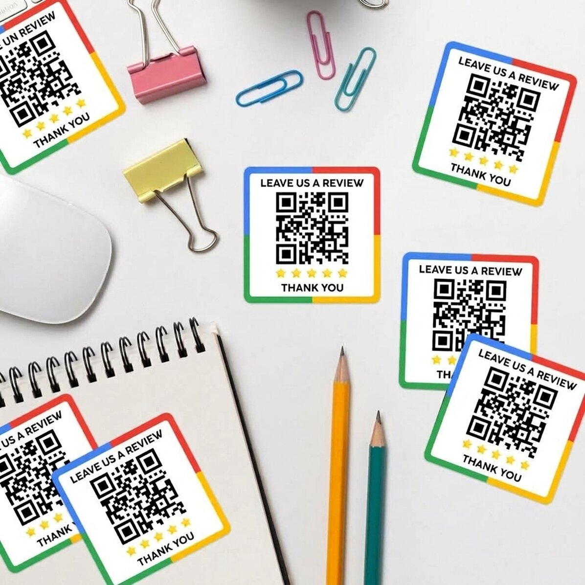 Lote de 12 pegatinas (etiquetas autoadhesivas) personalizadas con texto y código QR - Déjanos tu opi