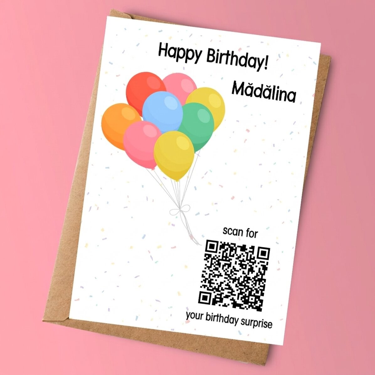 Tarjeta personalizada con texto y código QR: descubre la sorpresa