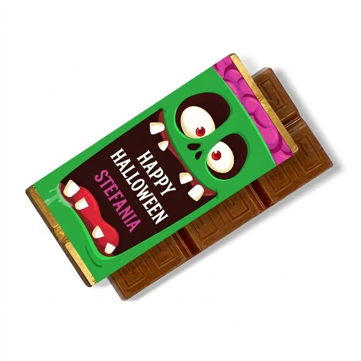 Mini tableta de chocolate personalizada con el texto «Happy Halloween»