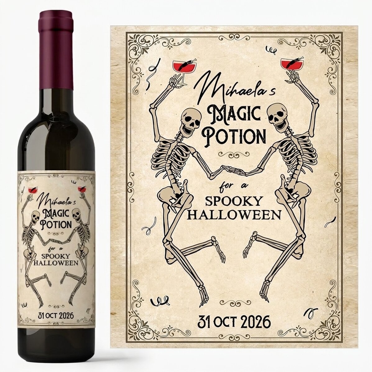 Vino personalizado con mensaje - Halloween