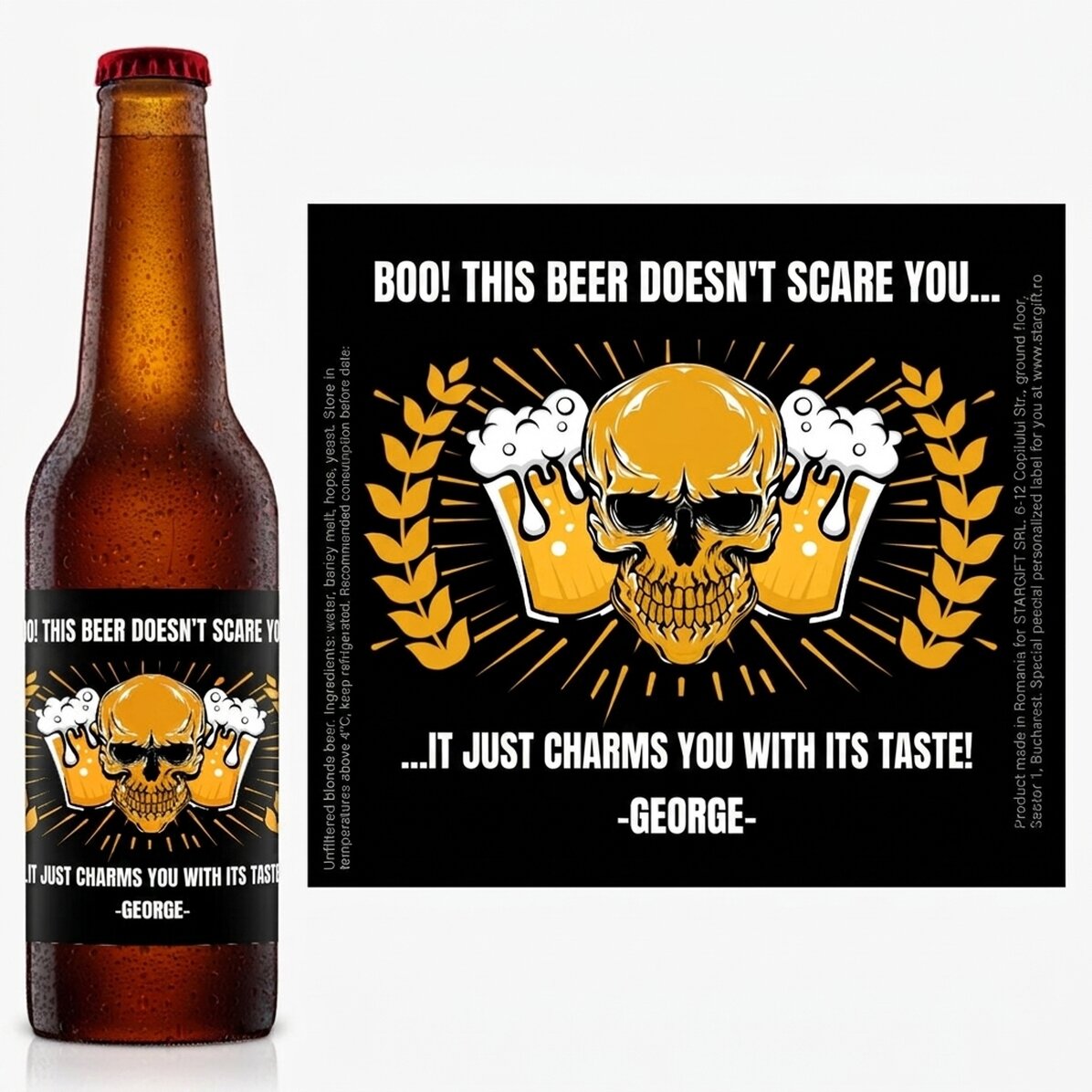 Cerveza personalizada con texto - Halloween