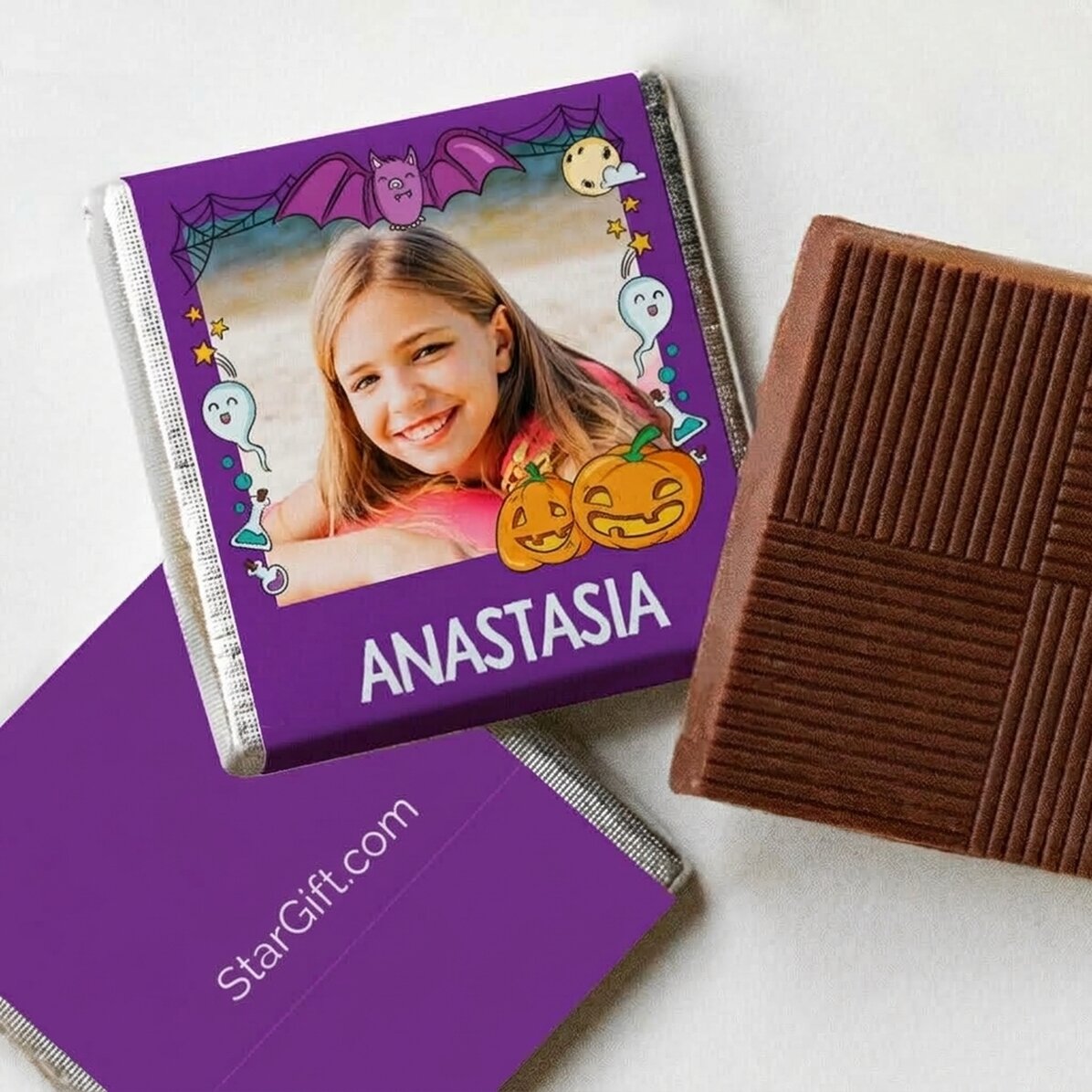 Mini bombón personalizado con nombre y foto - Halloween