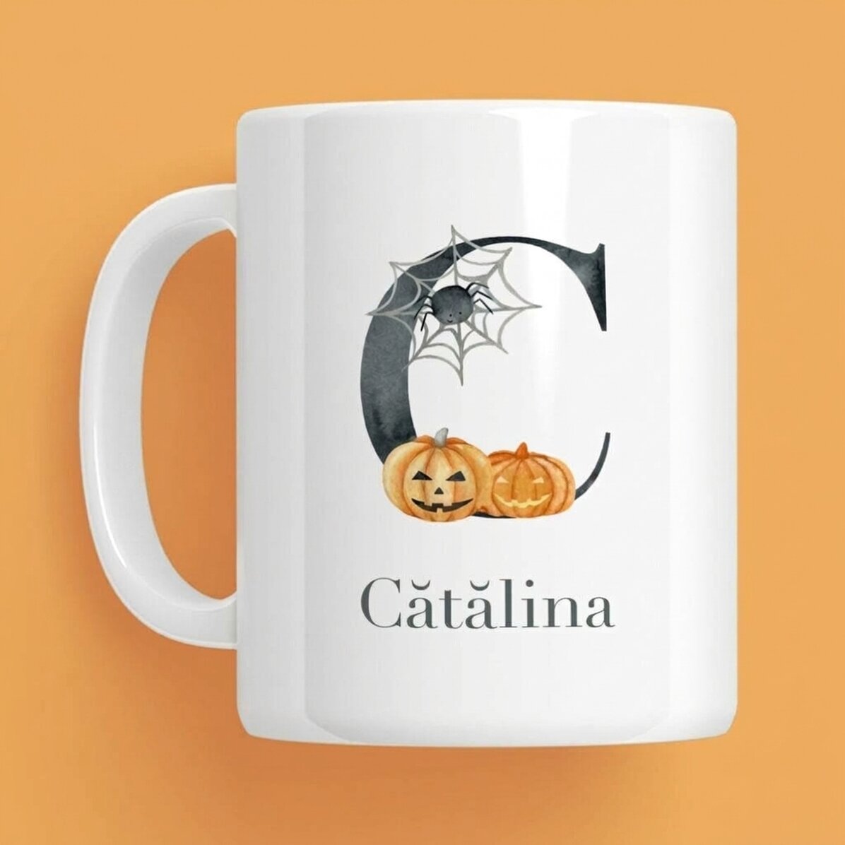 Taza personalizada con inicial y nombre - Halloween