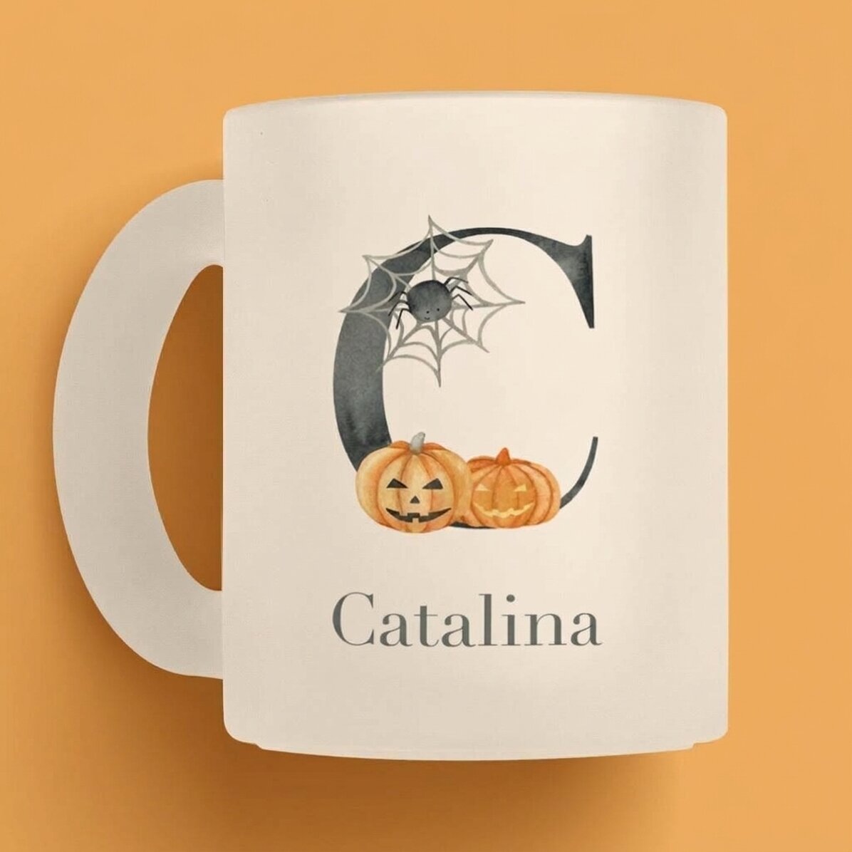 Taza personalizada con inicial y nombre - Halloween