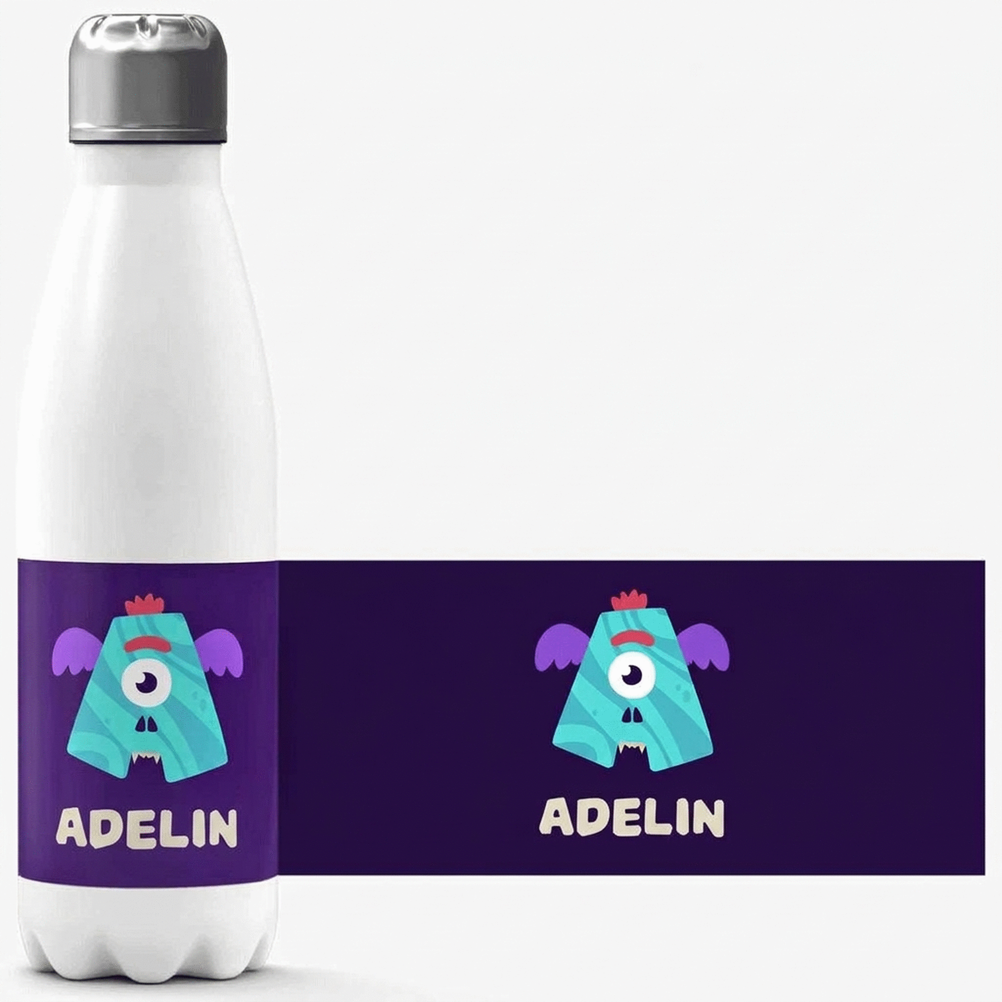 Termo con base blanca personalizado con texto - Monstrulet