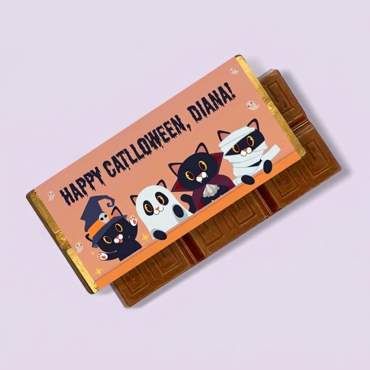 Mini tableta de chocolate personalizada con texto - Catlloween