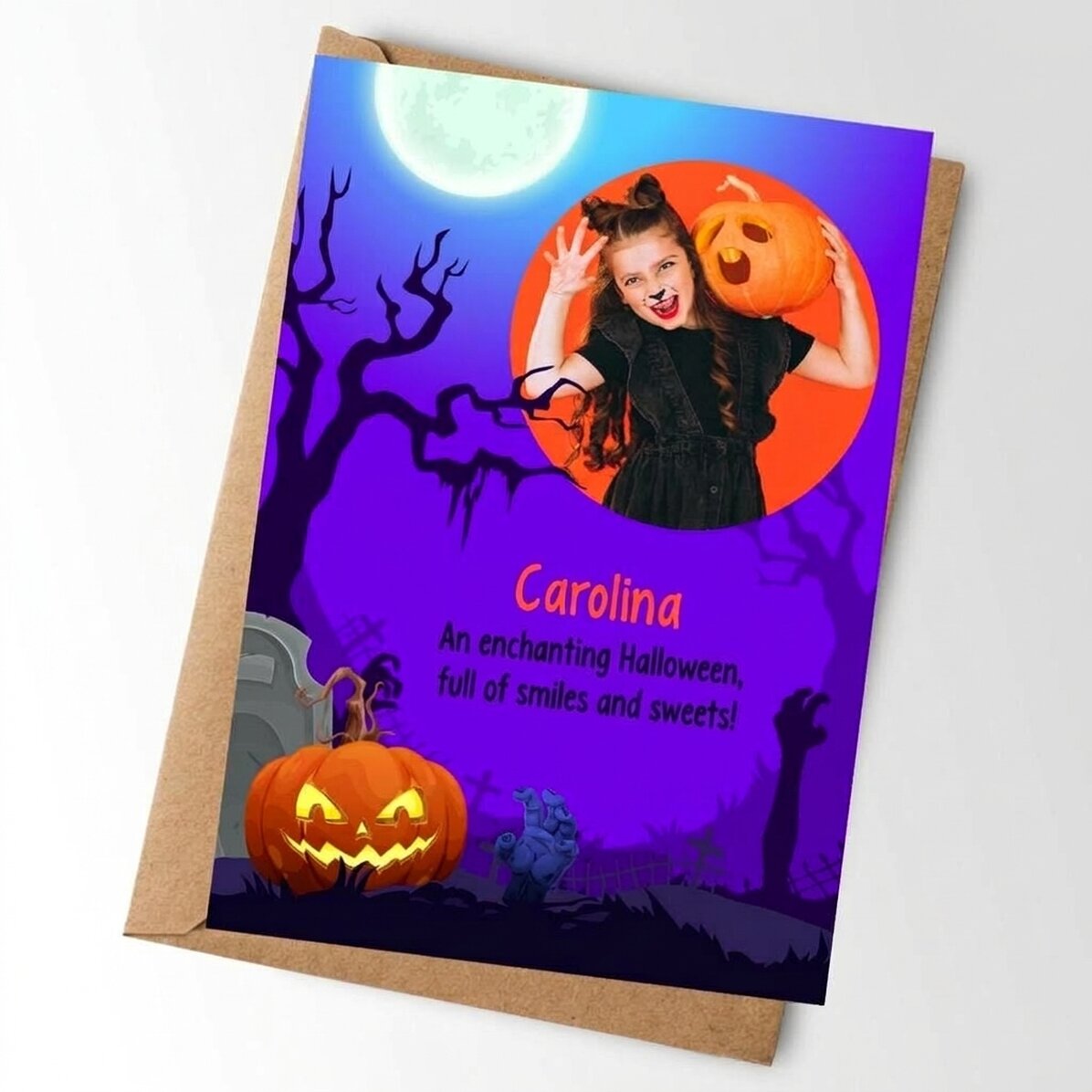 Tarjeta personalizada con texto y foto - Halloween