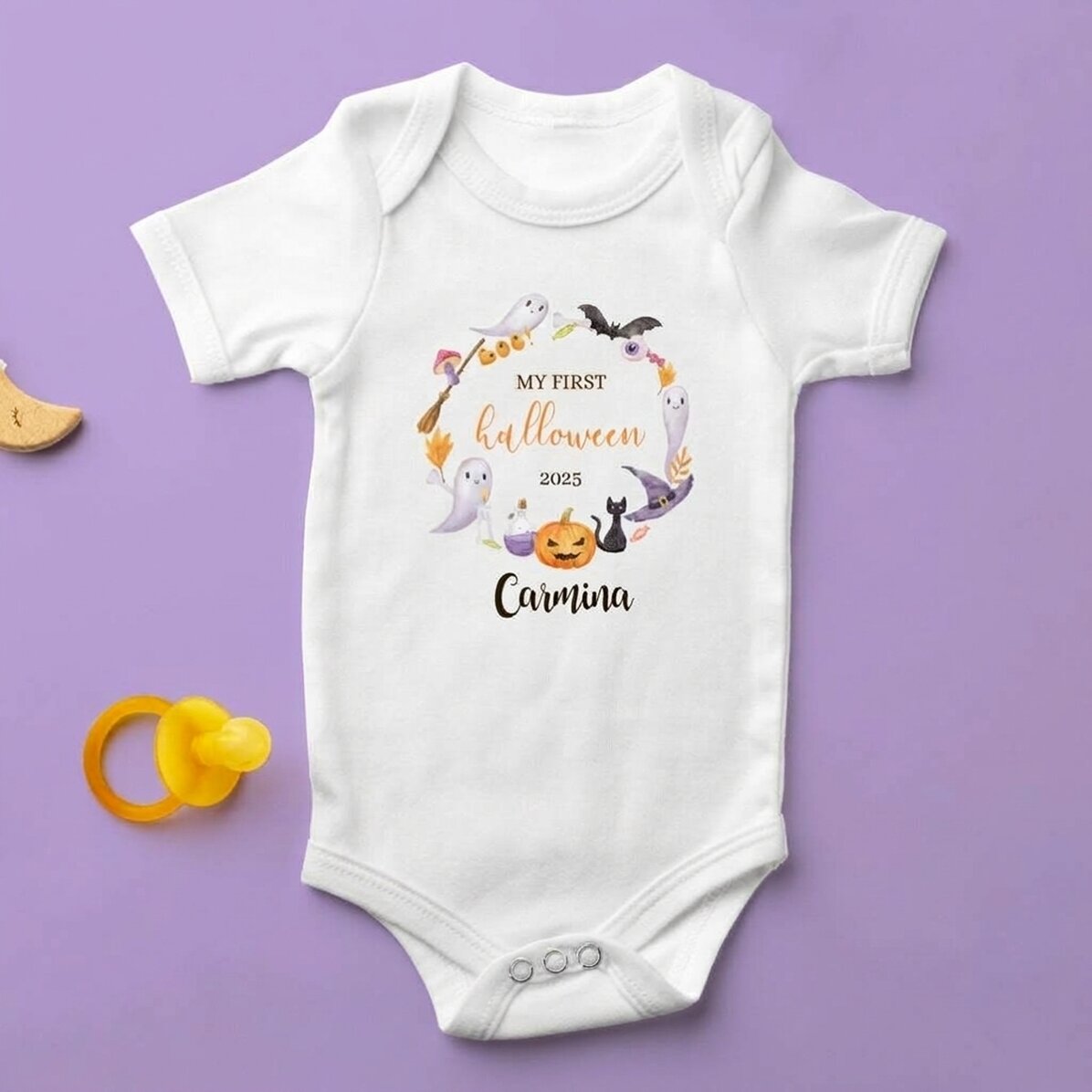 Body para niños personalizado con texto: «My first Halloween»