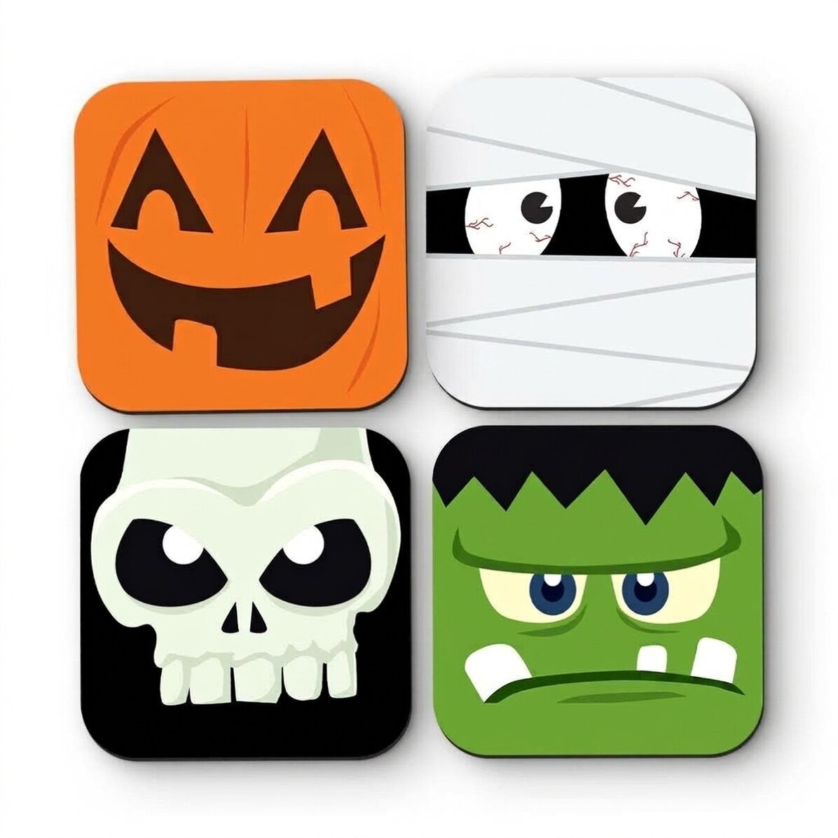 Lote de 4 posavasos personalizados con texto - Halloween
