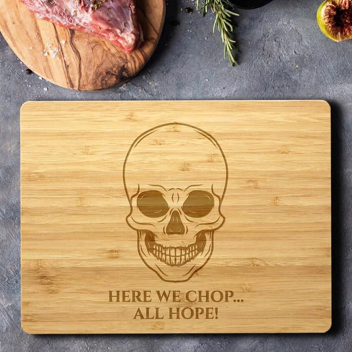 Cortador rectangular de bambú personalizado con texto - Schelet