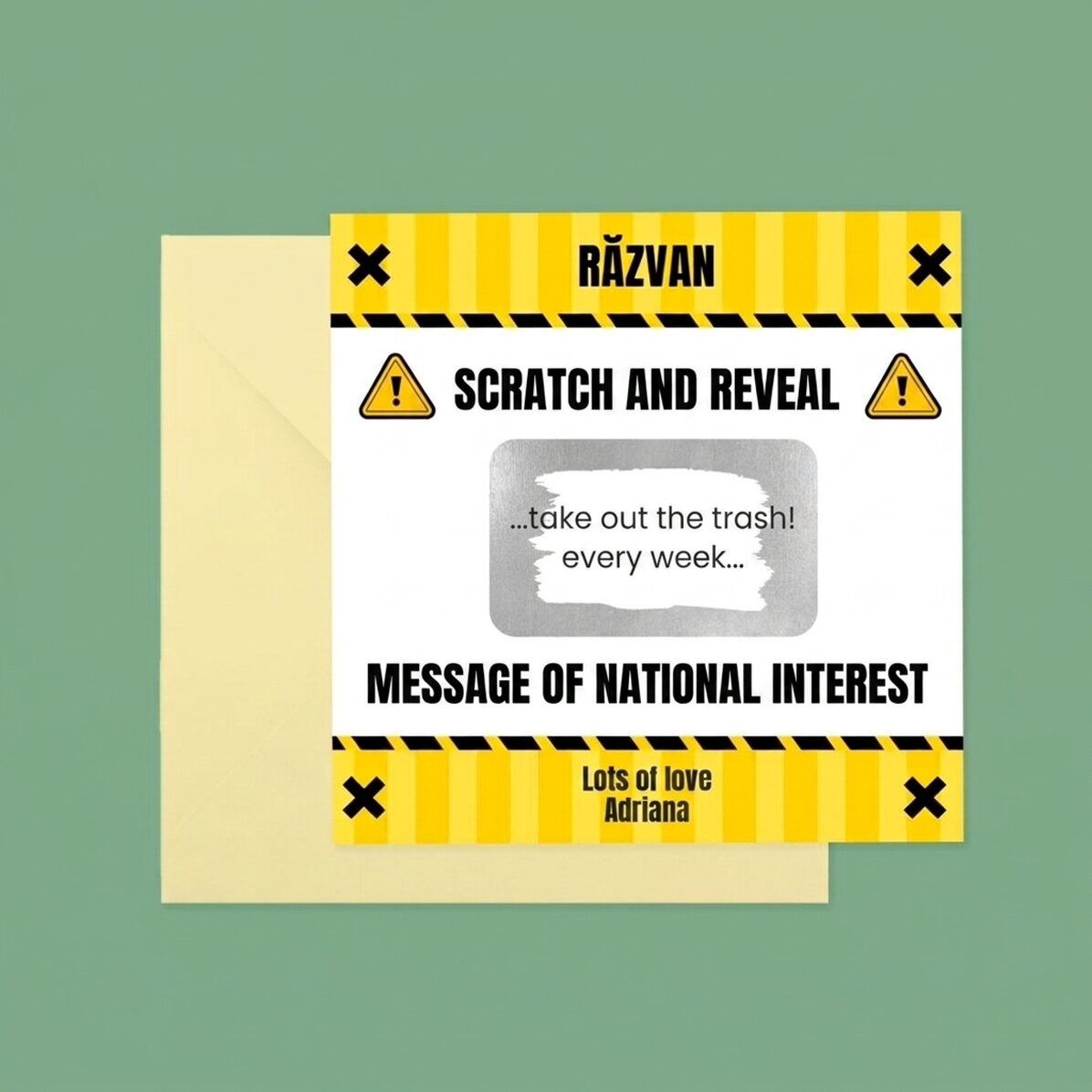 Tarjeta rasca y gana personalizada con texto - Interés Nacional