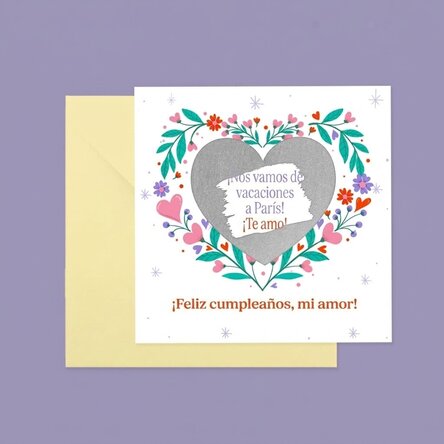 Tarjeta rasca y gana personalizada con texto: «Love»