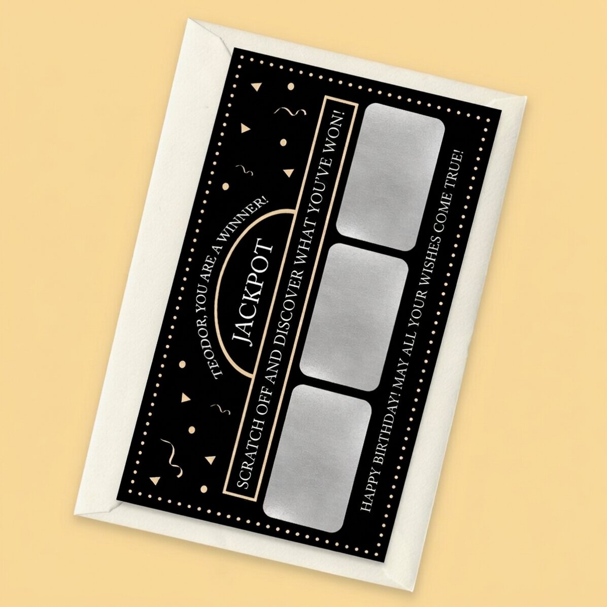 Tarjeta rasca y gana personalizada con texto - Jackpot