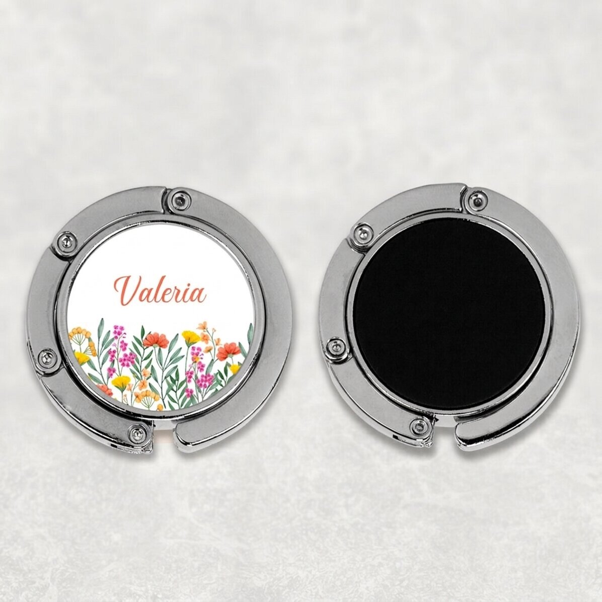 Soporte para bolso de mesa personalizado con nombre - Flowers