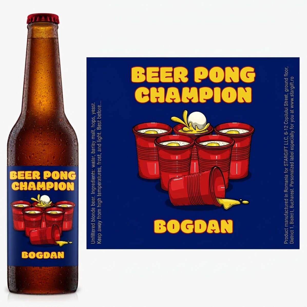 Cerveza personalizada con texto - Beer pong