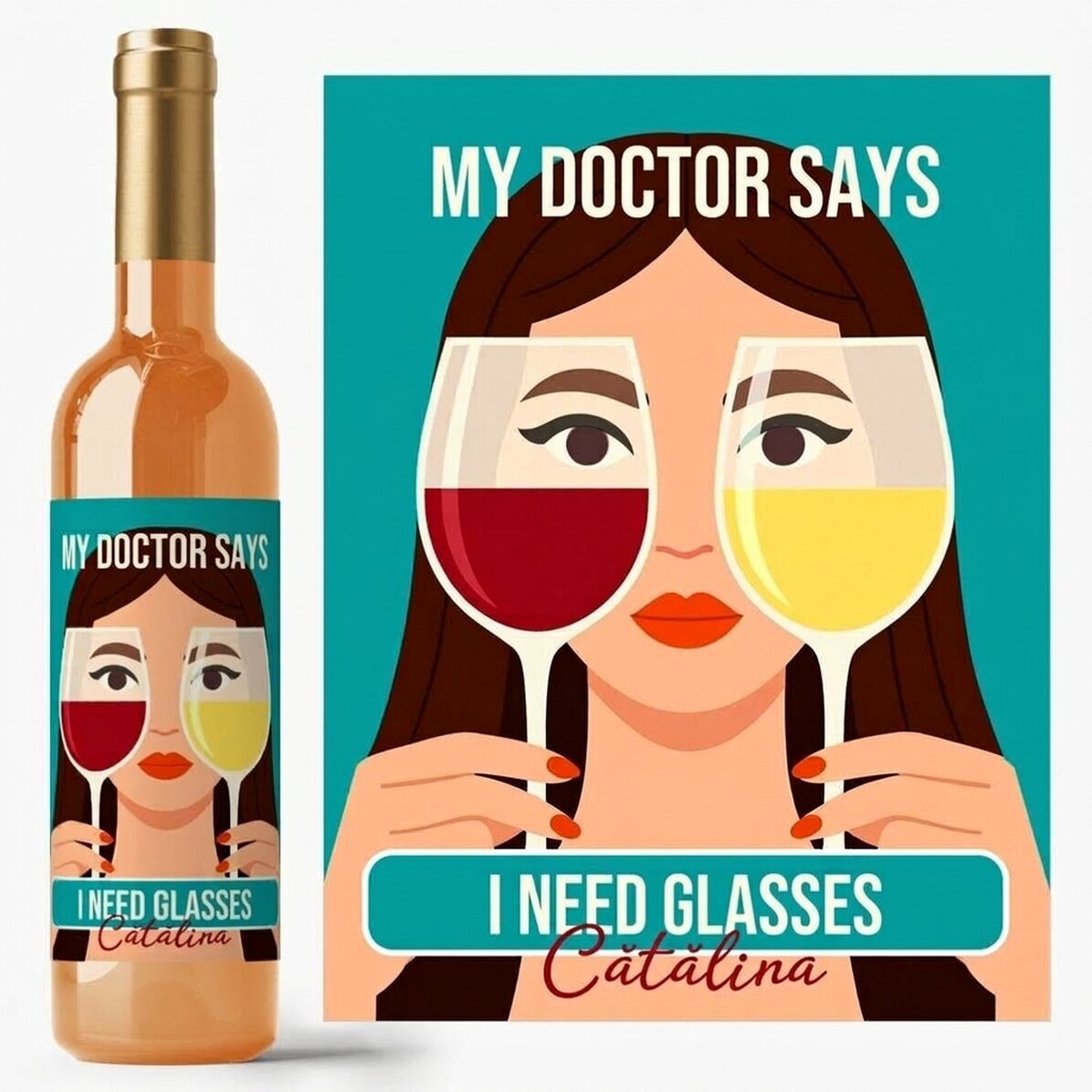Vino personalizado con texto - Copas