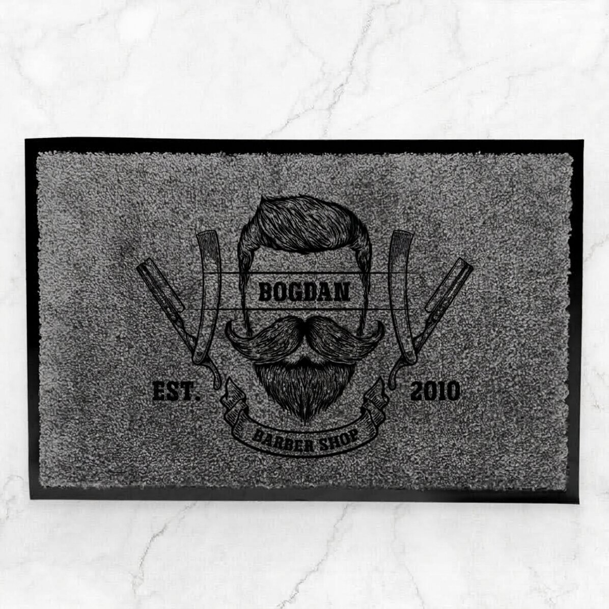 Alfombrilla de entrada para interior personalizada con mensaje - Barber Shop