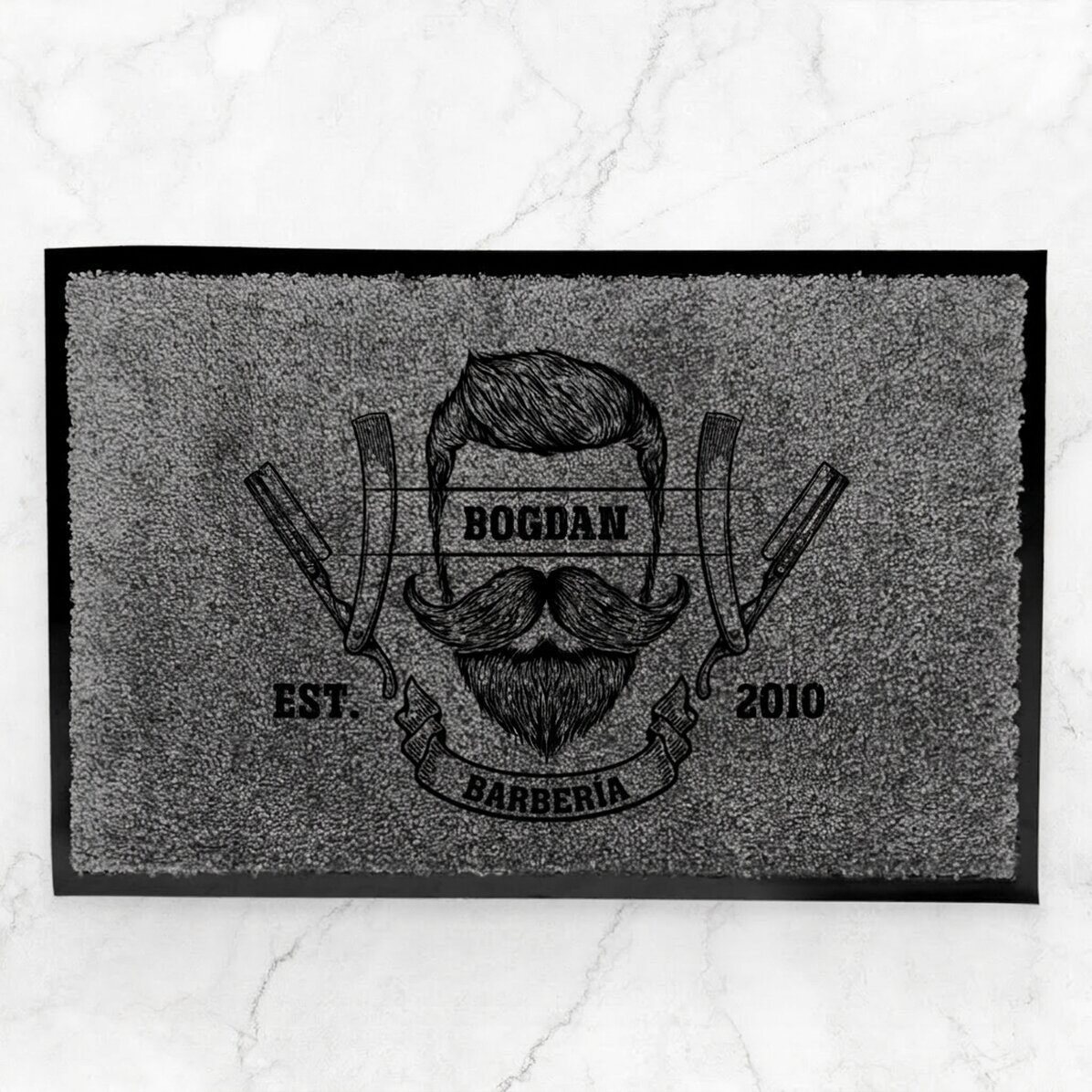 Alfombrilla de entrada para interior personalizada con mensaje - Barber Shop