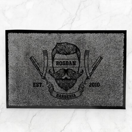 Alfombrilla de entrada para interior personalizada con mensaje - Barber Shop