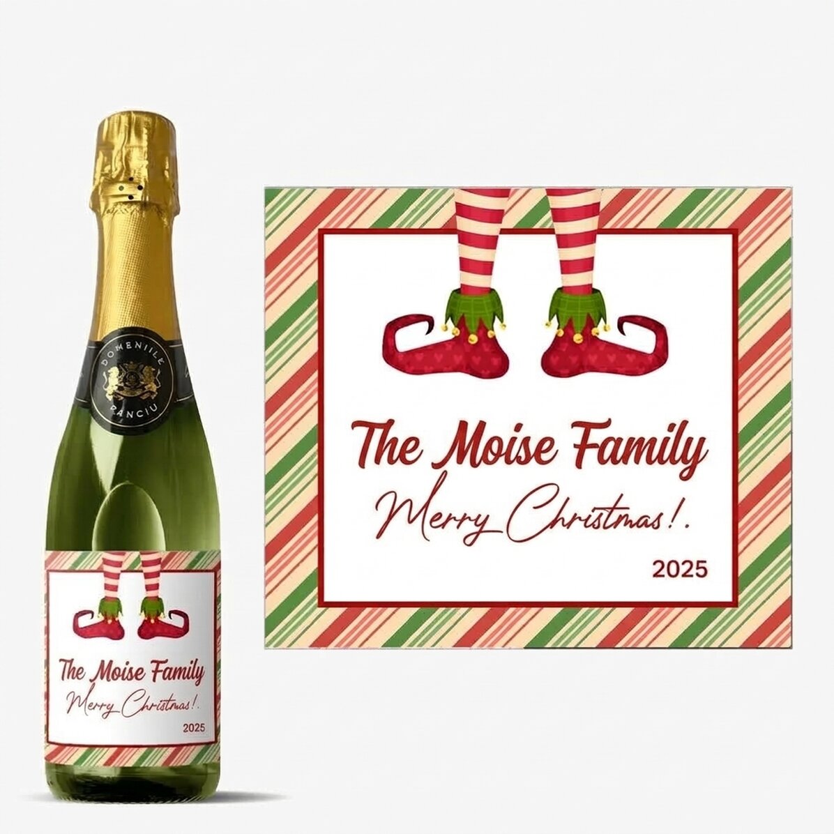 Botella mediana de vino espumoso personalizada con texto - Elf