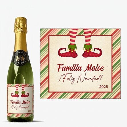 Botella mediana de vino espumoso personalizada con texto - Elf