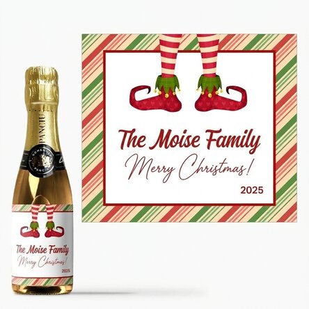 Mini botella de vino espumoso personalizada con texto - Elf