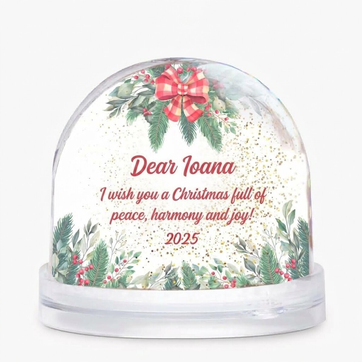 Bola de escritorio personalizada con mensaje y foto: «Feliz Navidad»