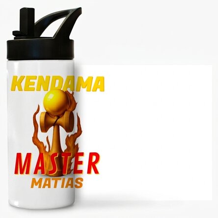 Término con asa y pajita personalizado con el nombre para niños - Kendama Master