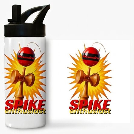 Término con asa y pajita personalizado con el nombre para niños - Spike Enthusiast