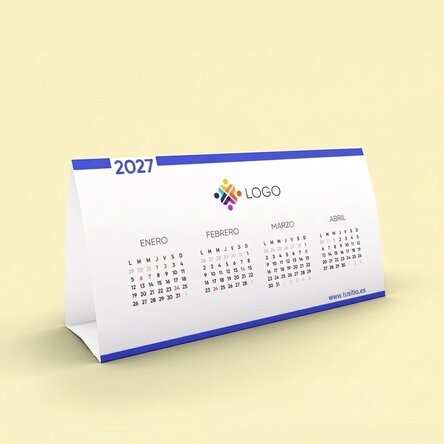 Calendario de escritorio personalizado con logotipo y mensaje
