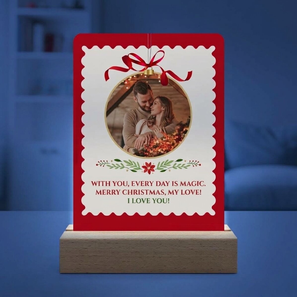 Lámpara LED de noche personalizada con foto y mensaje - Glob