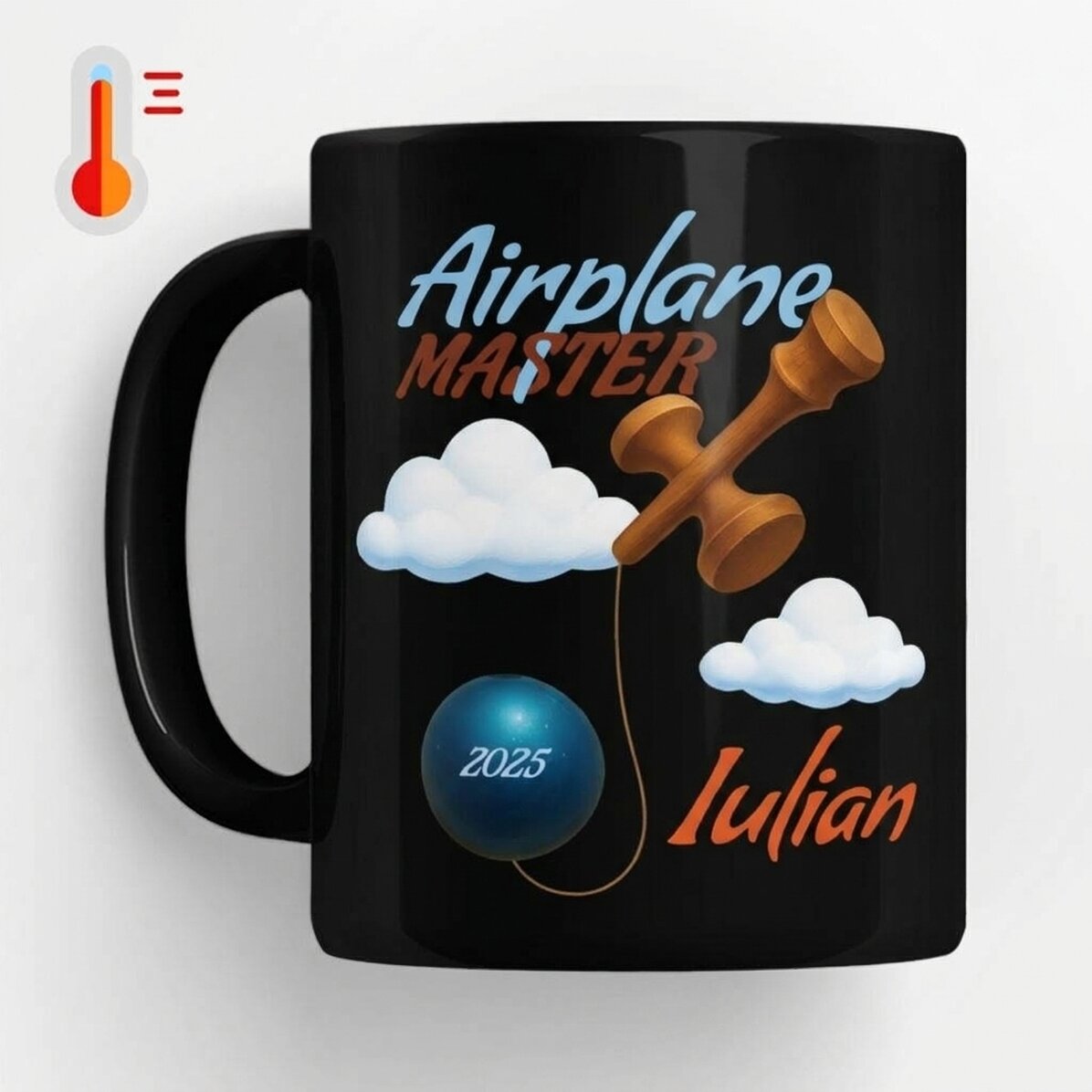 Taza termosensible personalizada con texto - Airplane Master