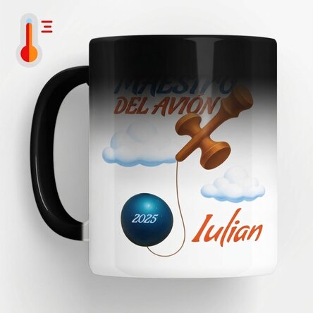 Taza termosensible personalizada con texto - Airplane Master