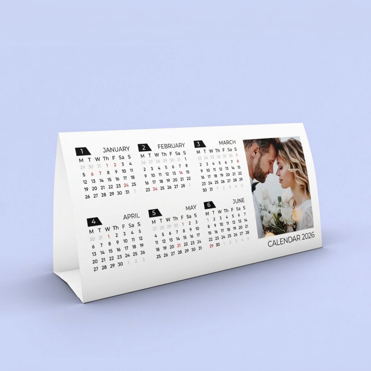Calendario de mesa de 2026 personalizado con 2 fotos