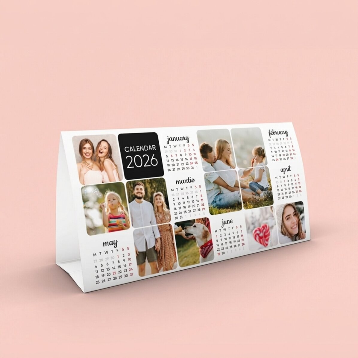 Calendario de escritorio de 2026 personalizado con fotos