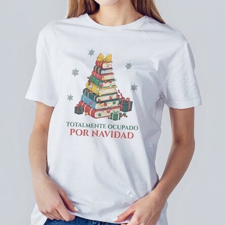 Camiseta de algodón personalizada con un mensaje navideño - Books