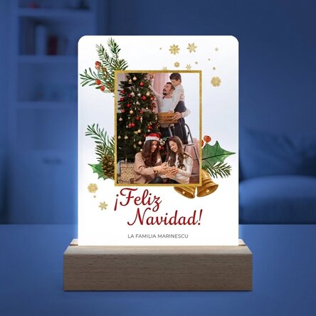Lámpara de noche LED personalizada con una foto y un texto - Glitter Frame