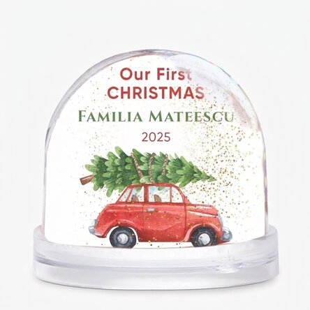 Bola de Navidad de escritorio personalizada con mensaje y foto - La primera Navidad