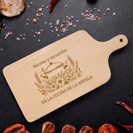 Tabla de cortar personalizada con texto - Recetas y recuerdos