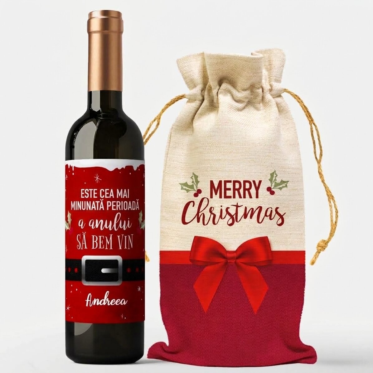 Lote de regalo con vino personalizado - Wonderful time