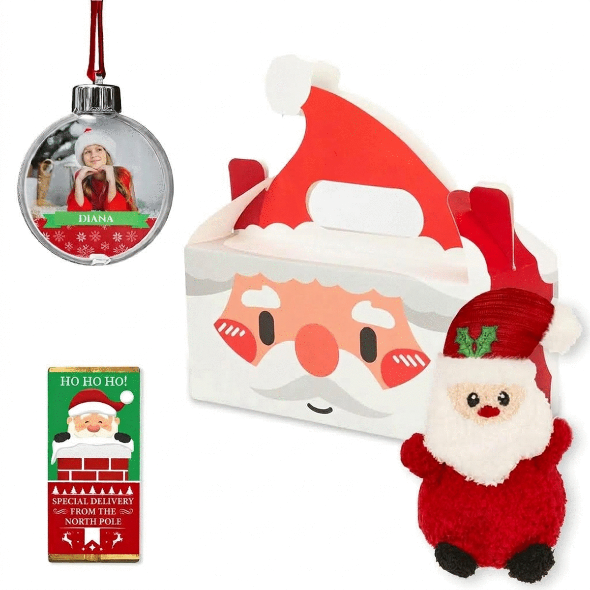 Lote de regalo con bola de nieve personalizada - Papá Noel