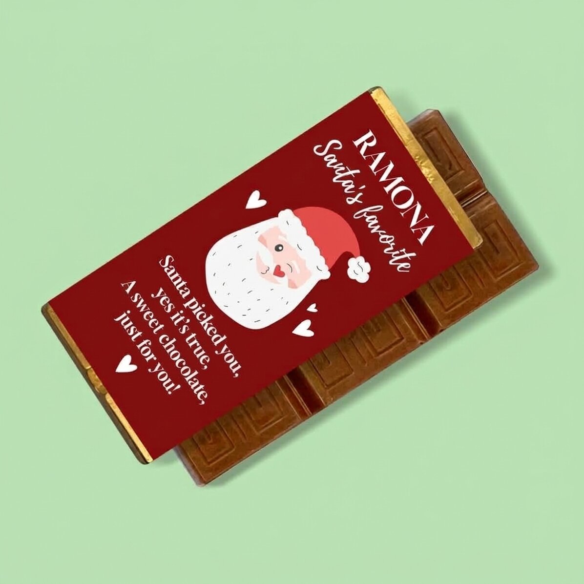 Mini tableta de chocolate personalizada con texto: «La favorita de Papá Noel»