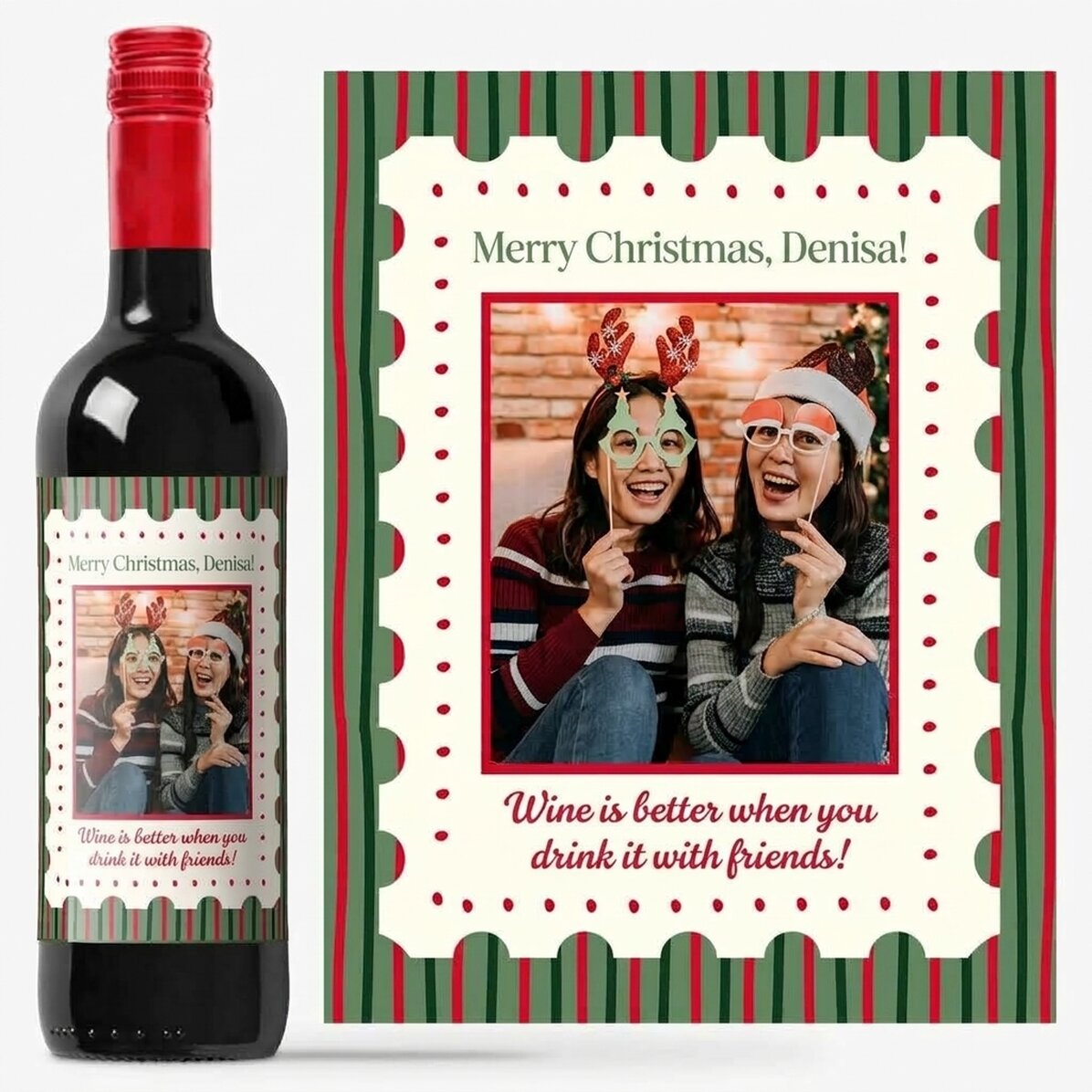 Vino personalizado con foto y mensaje - Navidad