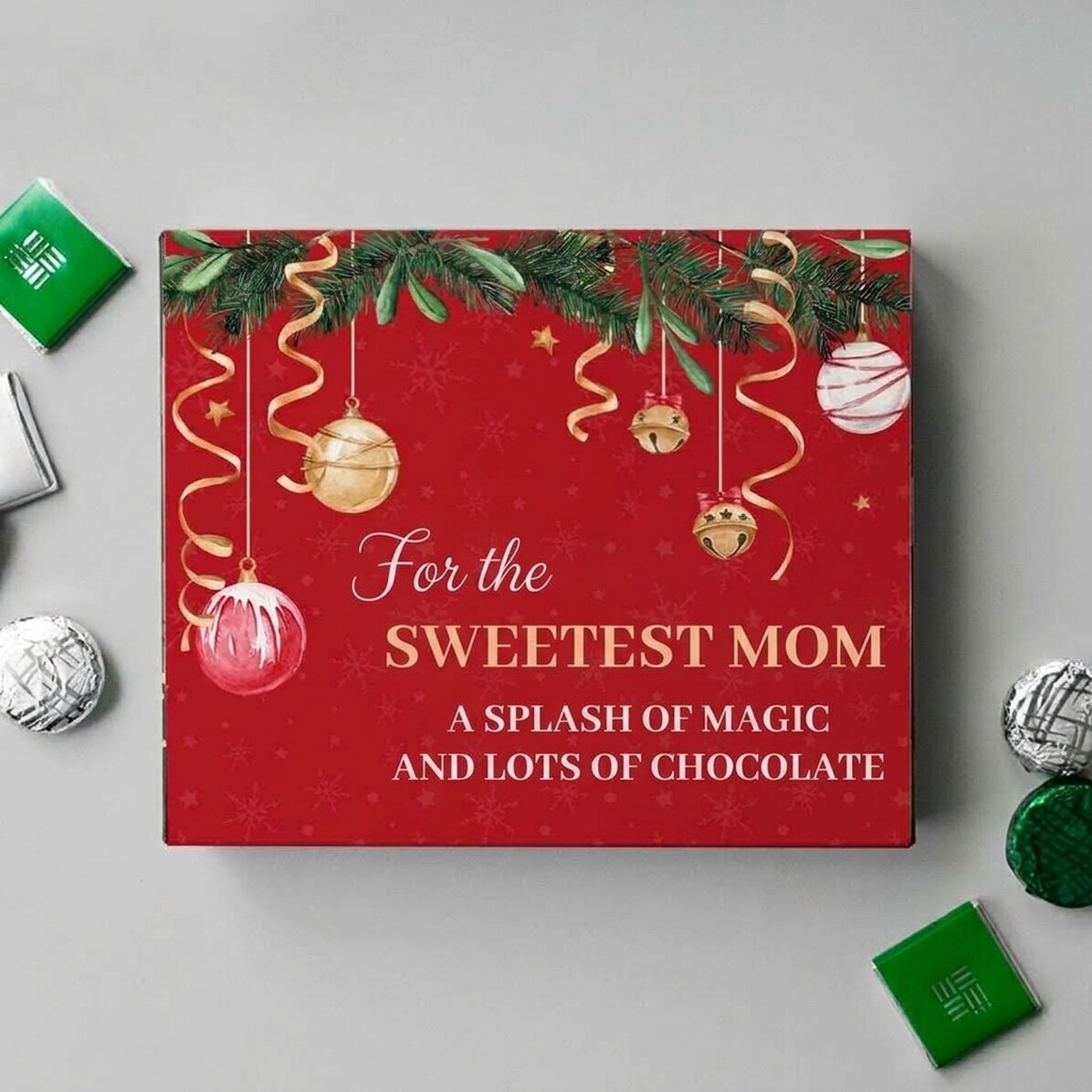Caja de bombones personalizada con texto - Navidad