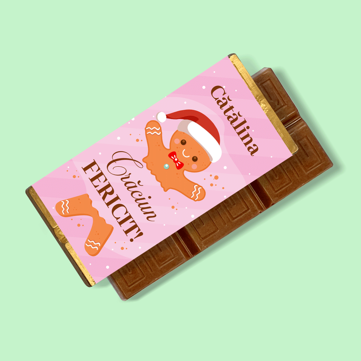 Mini tableta de chocolate personalizada con texto - Gingerbread